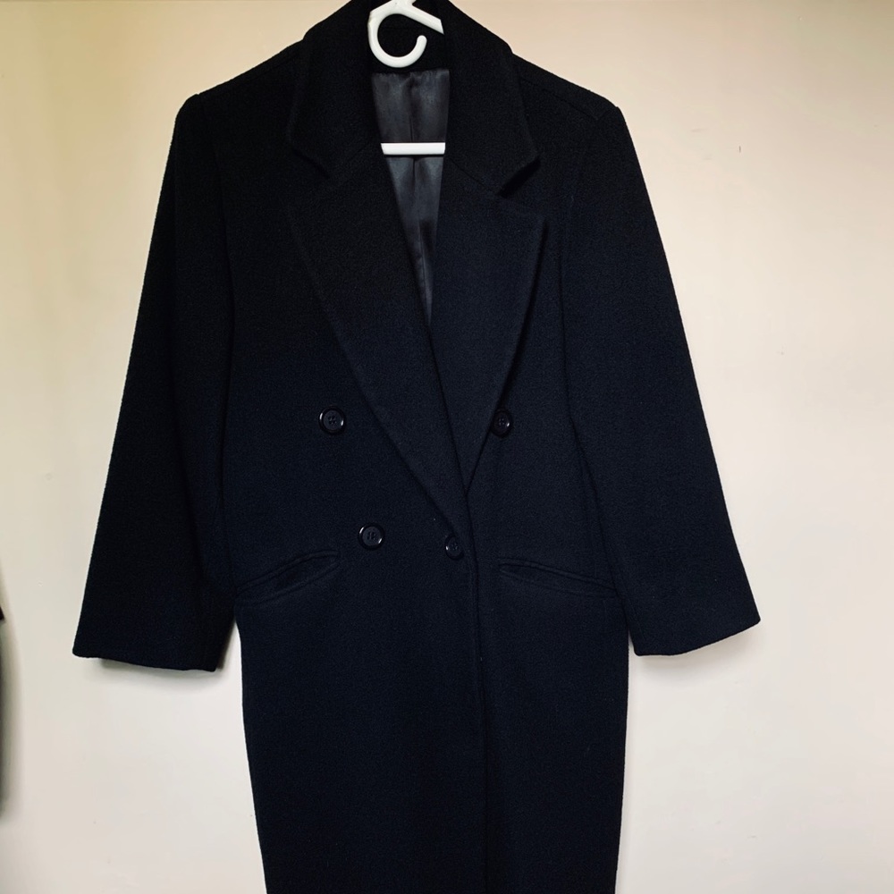 Vintage Fleurette 100% Cashmere Coat Black Lined